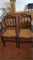 Vintage Wood Chairs with Cane Bottom Seats (2)