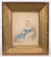 19th c. Watercolor Of A Child