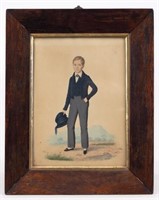 19th c. Watercolor Of A Young Boy