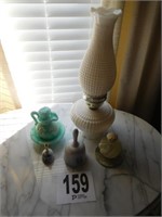 Lamp, glass bells, Avon pieces