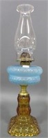 MOON & STAR OIL LAMP - AMBER BASE, BLUE FONT -