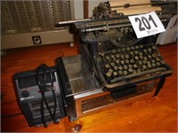 Typewriter, toaster oven, small electric heater