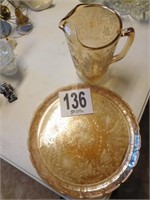 Flora gold platter & pitcher