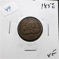 1858 FLYING EAGLE CENT VF