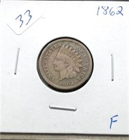 1862 INDIAN HEAD CENT F