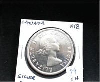 1958 CANADA SILVER DOLLAR CHOICE BU