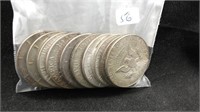 10 40% SILVER HALF DOLLARS