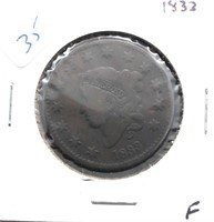 1832 LARGE CENT  F