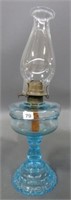LIGHT BLUE OIL LAMP WITH 101 BASE - 19"