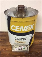 Vintage Cenex 5 gallon oil can metal