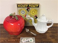 Vintage Hikety Pickett game red apple cookie jar