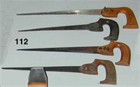 Four keyhole saws including a rare Disston & Sons