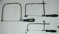 3 small saws: Millers Falls No. 47 coping saw &c.