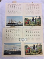 Two 1951 calendars 1957 and 1963 calendars and