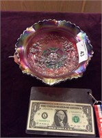 Smith red carnival glass bowl