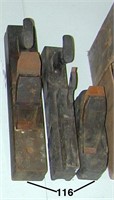 Three wooden planes: Sandusky Tool Co. No. 13 sing