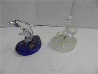 Dolphin and Duck Crystal Figurines