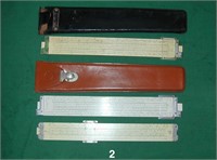 Three assorted slide rules: DIETZGEN MANIPHASE &c.