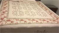 Cream Colored King Quilted Bedspread With Pillows