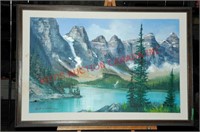 OIL ON CANVAS "LAKE ADMIDST THE ROCKIES"*