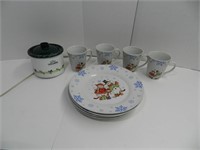 4 Place Setting Snowman Dishes and Cups