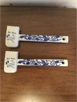 Pair of  Antique blue onion beef tenderizers