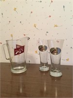 Schlitz Beer Adv. Pitcher & Cardinals Glasses
