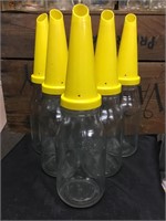 6 x genuine litre bottles & yellow plastic tops