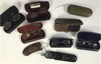 9 Vintage Cases (7 with glasses)
