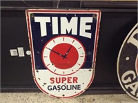 Original Time Super Gasoline porcelain sign