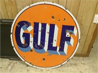 Original Double Sided Gulf Porcelain sign 42"