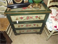 3 drawer floral painted chest