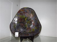 Murano art glass triangular dish