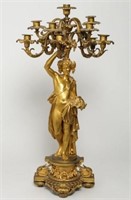 French Bronze Dore 10-Light Candelabrum, 19th C.