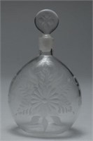 Antique Murano Glass Perfume Flask, Hand-Engraved