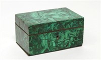 Malachite & Wood-Lined Trinket Box, 19th C