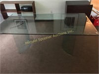 MODERN BEVELLED GLASS DINING TABLE