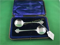 PAIR SHEFFIELD STERLING ROUND BOWL SPOONS