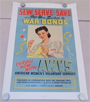 World War Two Poster "Sew, Serve and Save".
