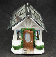 6" Ceramic Christmas Village Flowe Shop Greenhouse