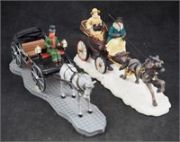 2 Miniature Christmas Village Horse Carriages