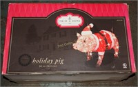 Trim A Home 30" Light Up Santa Holiday Pig Decor