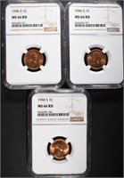 3 - 1946-S LINCOLN CENTS NGC MS66 RD