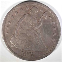 1872 SEATED LIBERTY DOLLAR XF-AU NICE