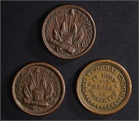 3-PATRIOTIC CIVIL WAR TOKENS