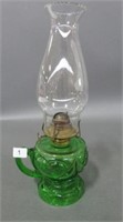 GREEN HEART PATTERN FINGER OIL LAMP - 13"