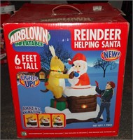 Reindeer Helping Santa Animated Blow Up