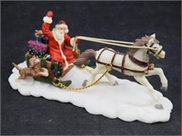 Vtg Santa Claus & Christmas Pony Figurine Sleigh