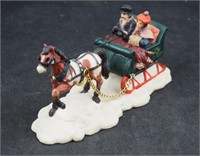 Vtg Christmas Carriage Sleigh Pony W Couple