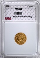 1928 $2.50 GOLD INDIAN HEAD RNG CH BU